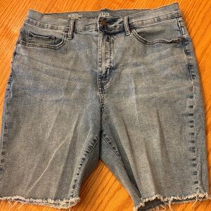 a.n.a Light Blue Frayed Hem Denim Shorts